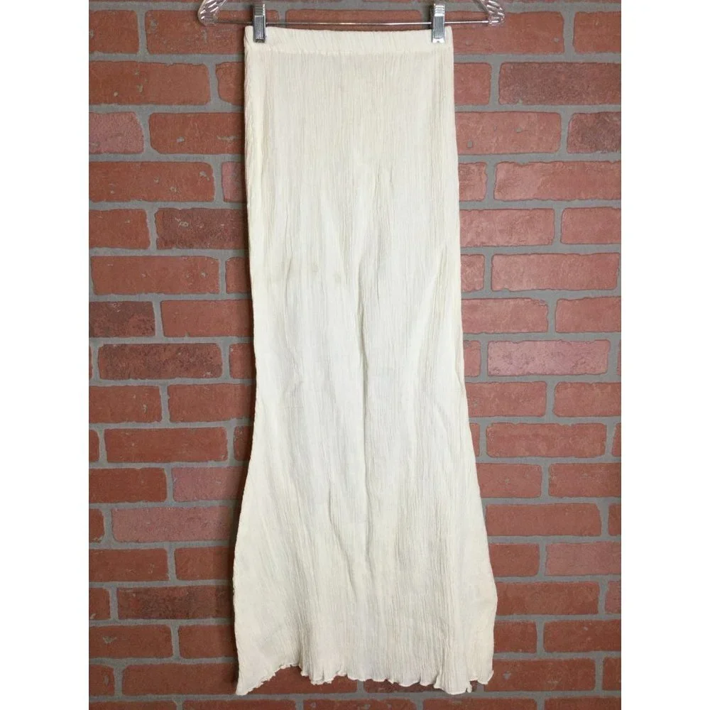 Savannah Morrow Organic Cotton Gauze Maxi Skirt Elastic Waist Beige Size XXS